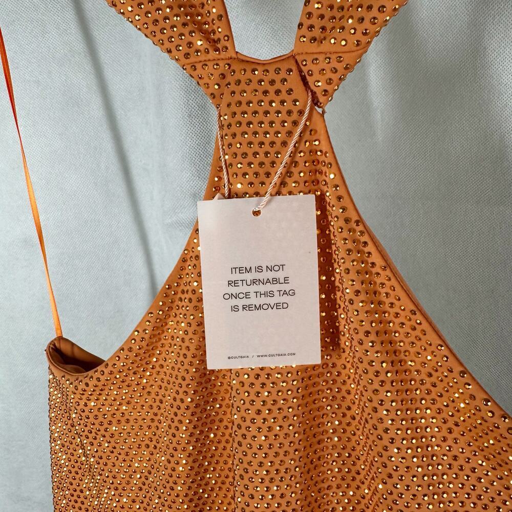 CULT GAIA Dari Metallic Cutout Column Gown Size Medium Cinder - Picture 5 of 12